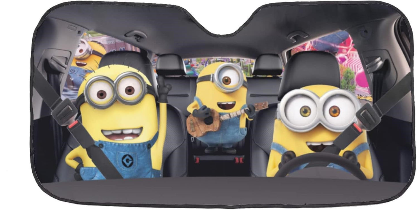 Minions Car Sun Shade Minions Singing Playing Guitar Winshield Sun Shade Colorful