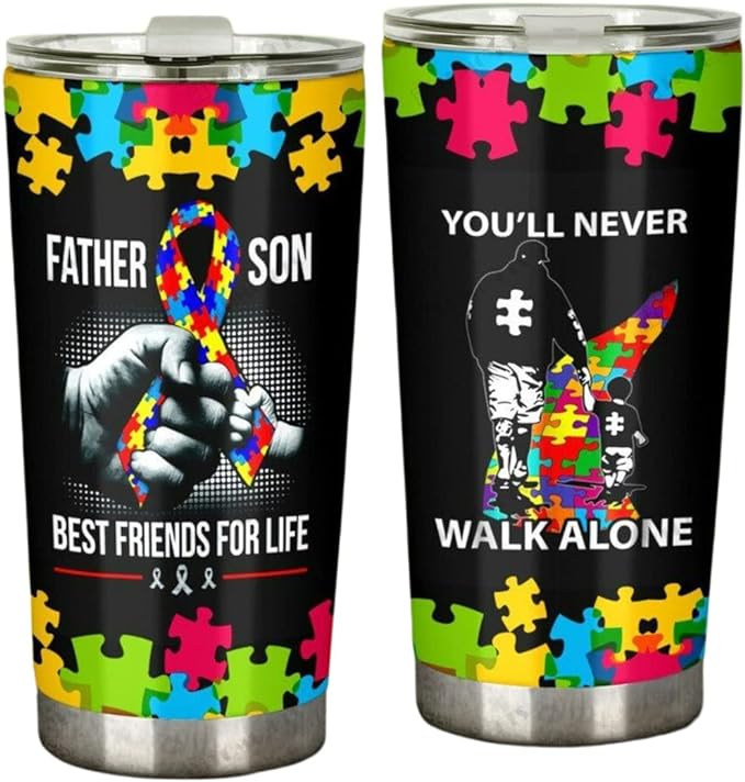 Autism Tumbler Father And Son Best Friends For Life Tumbler Cup Black