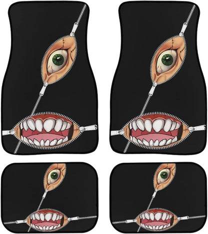 Halloween Car Mats Halloween Scary Zombie Eye Mouth Car Floor Mats Black