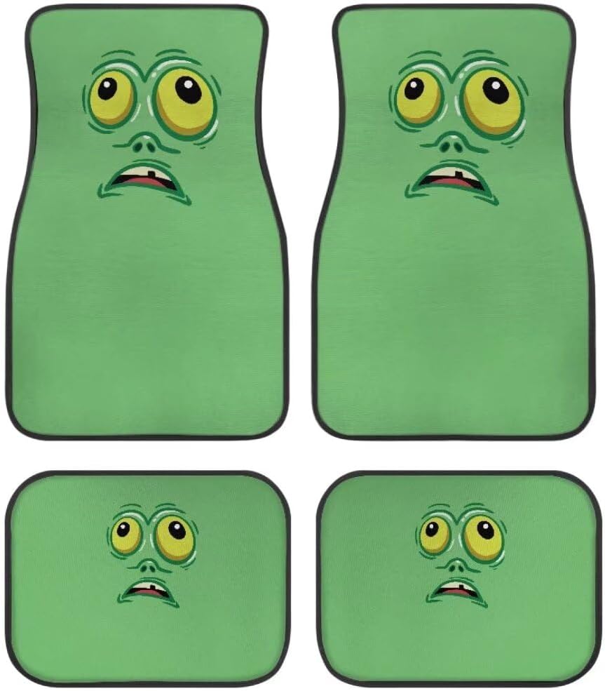 Halloween Car Mats Halloween Cartoon Zombie Funny Face Car Floor Mats Green