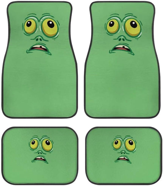 Halloween Car Mats Halloween Cartoon Zombie Funny Face Car Floor Mats Green