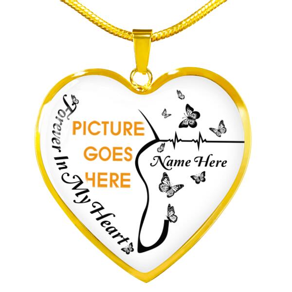 Personalized Memorial Heart Necklace Forever In My Heart Butterfly For Mom Dad Grandma Daughter Son Custom Memorial Gift M52A