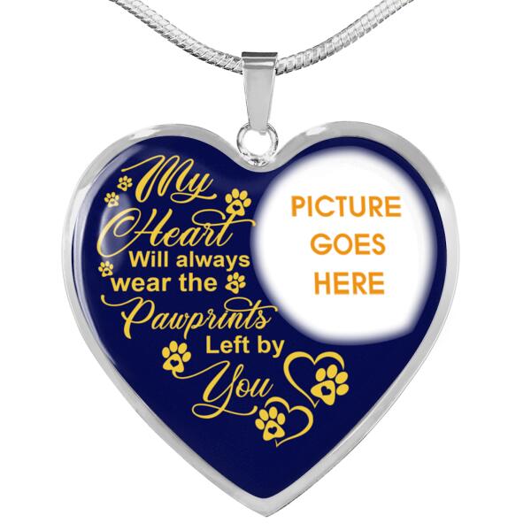 Personalized Memorial Heart Necklace My Heart Will Always Wear The Pawprints For Pet Custom Memorial Gift M355
