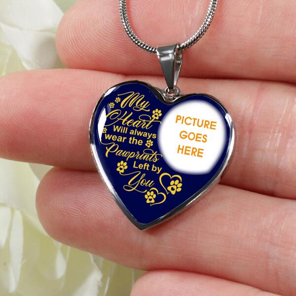 Personalized Memorial Heart Necklace My Heart Will Always Wear The Pawprints For Pet Custom Memorial Gift M355
