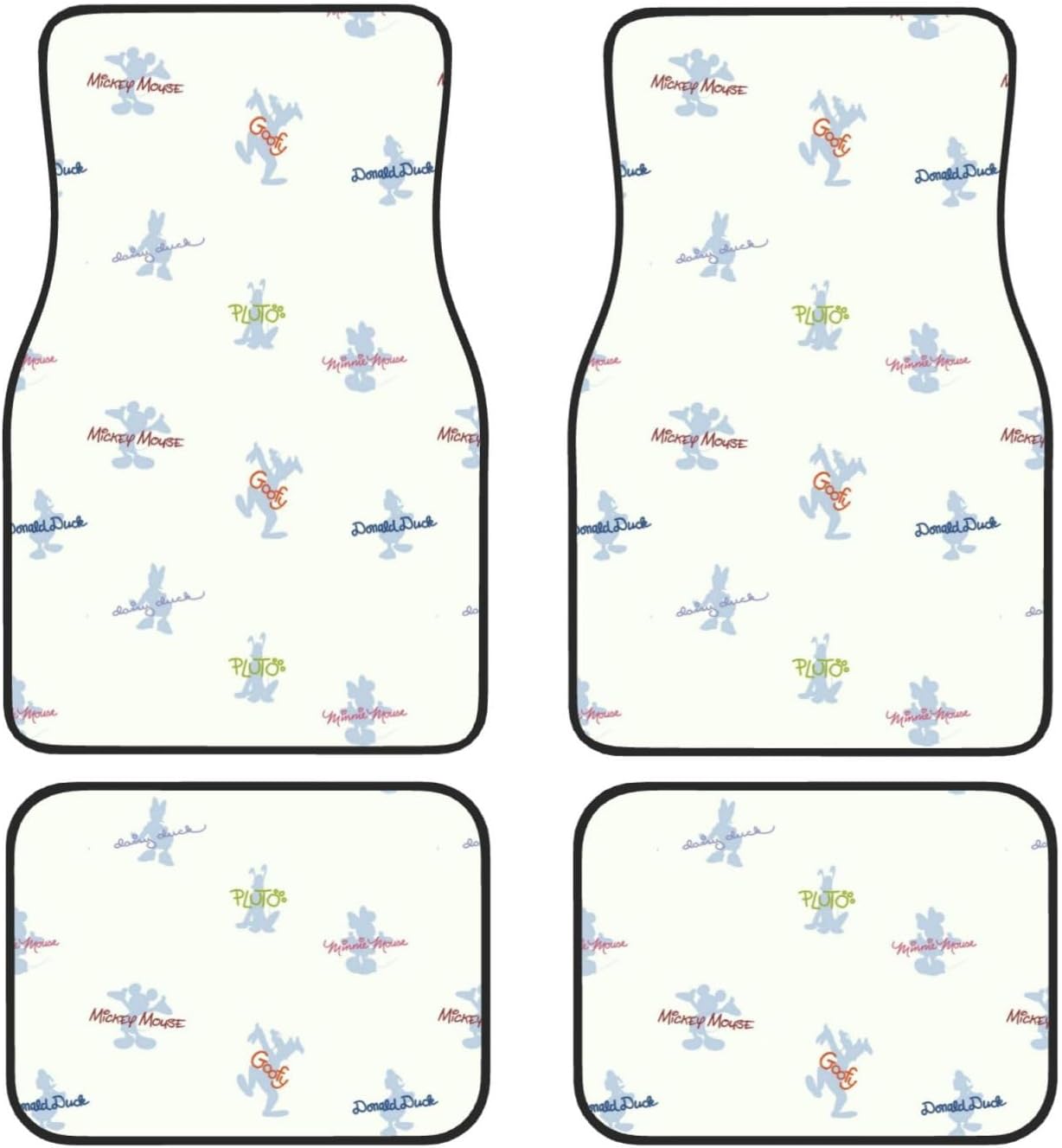 DN Car Mats DN Characters Silhouette Names Pattern Car Floor Mats White