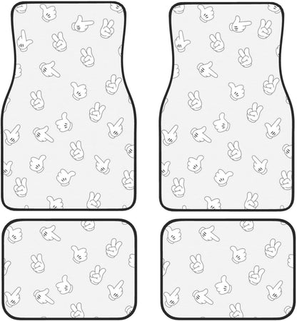 MM Car Mats DN MM Hand Glove Poses Pattern Car Floor Mats White Gray