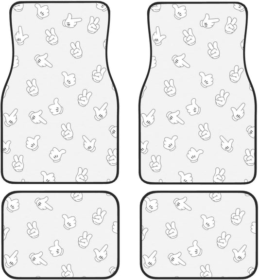 MM Car Mats DN MM Hand Glove Poses Pattern Car Floor Mats White Gray