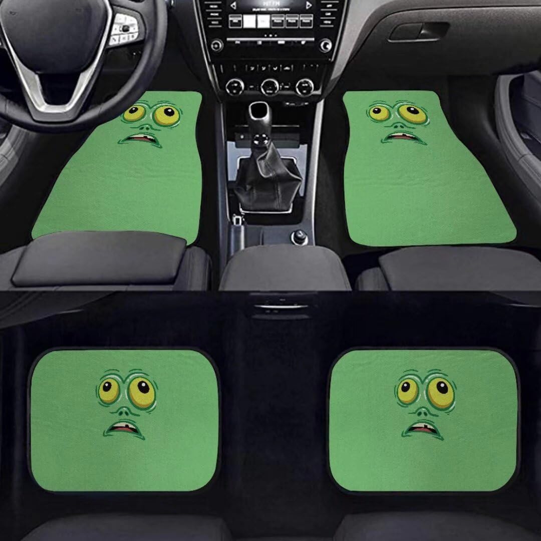 Halloween Car Mats Halloween Cartoon Zombie Funny Face Car Floor Mats Green