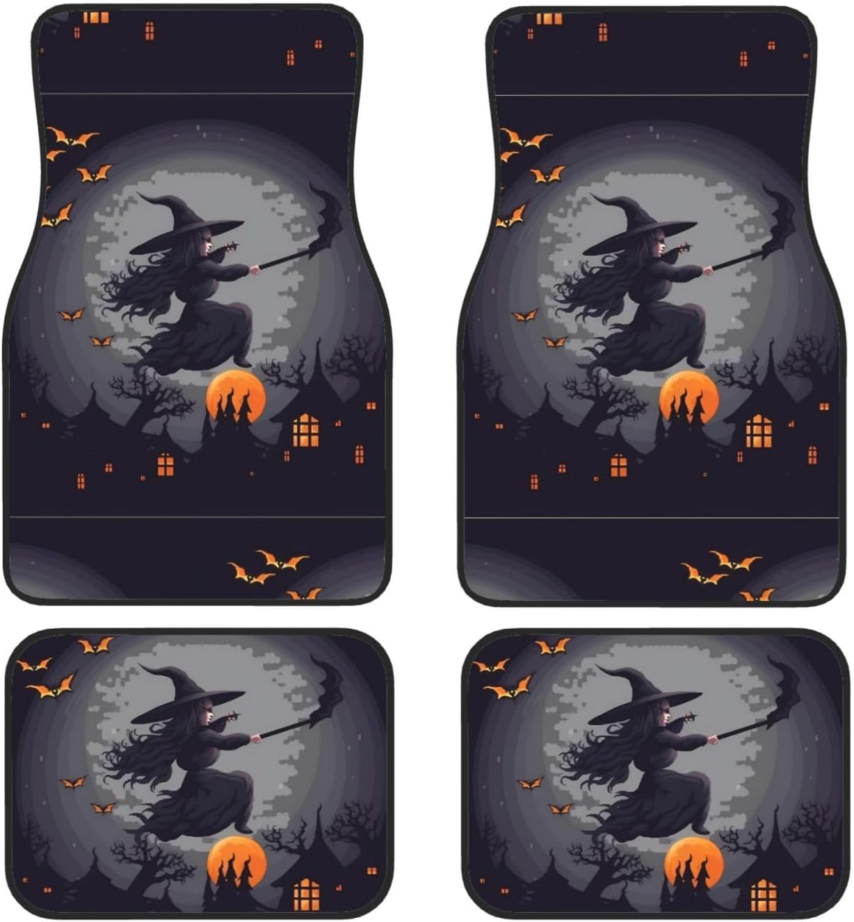 Halloween Car Mats Halloween Witch In The Graveyard Car Floor Mats Black