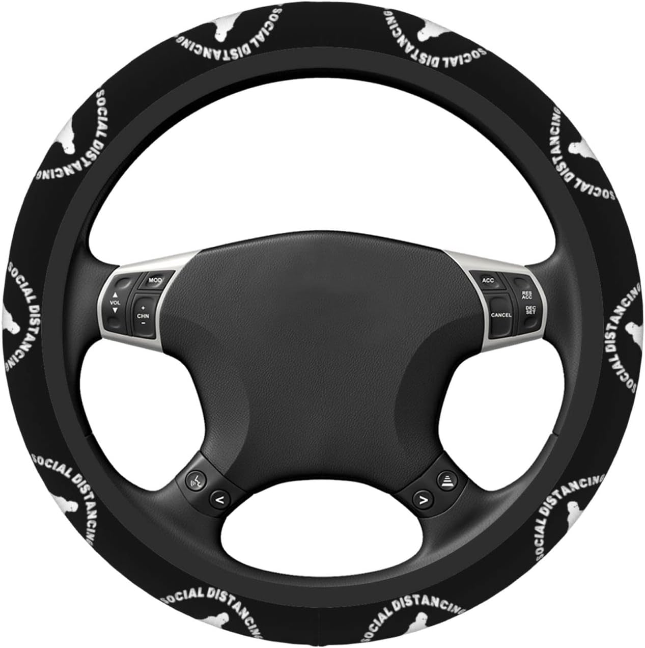 Bigfoot Steering Wheel Cover Bigfoot Social Distancing World Champion Driving Wheel Cover Black White