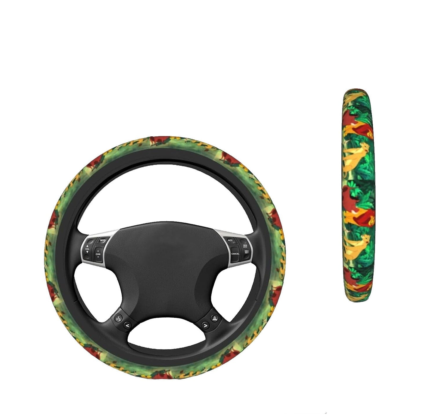 LK Steering Wheel Cover Simba Meets Nala Again Driving Wheel Cover Colorful