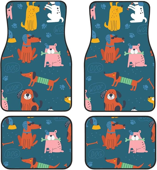 Dog Car Floor Mats Cute Funny Cartoon Dog Woof Pattern Car Mats