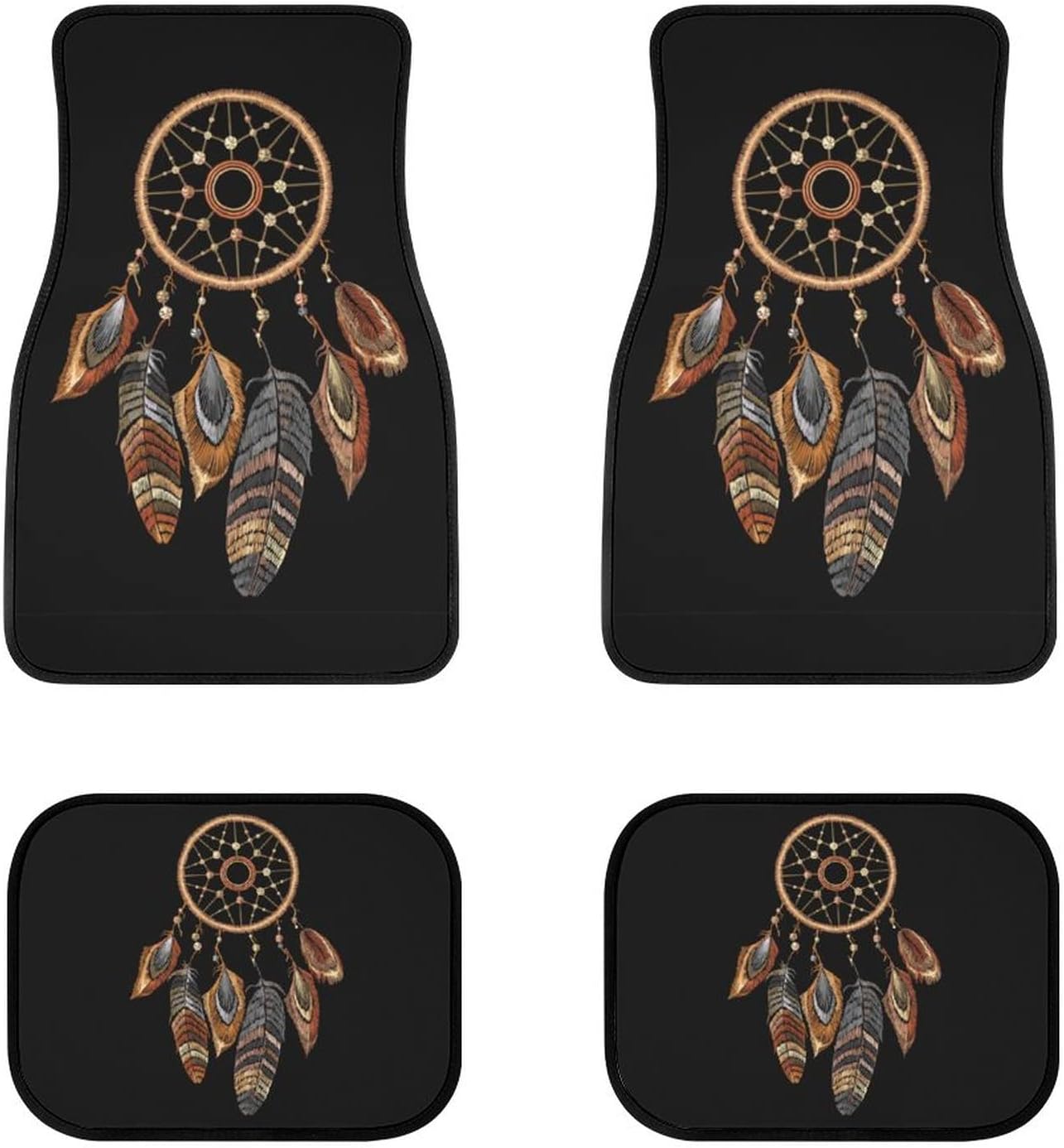 Native American Car Mats Boho Native American Indian Dreamcatcher Car Floor Mats Black Brown