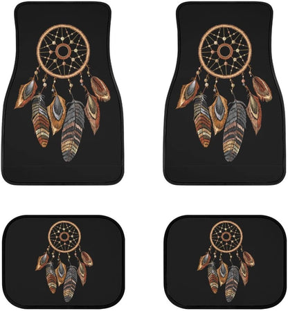 Native American Car Mats Boho Native American Indian Dreamcatcher Car Floor Mats Black Brown