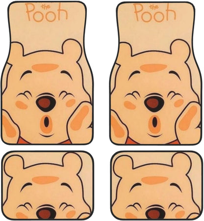 WTP Car Mats The Pooh Funny Face Graphic Car Floor Mats Yellow