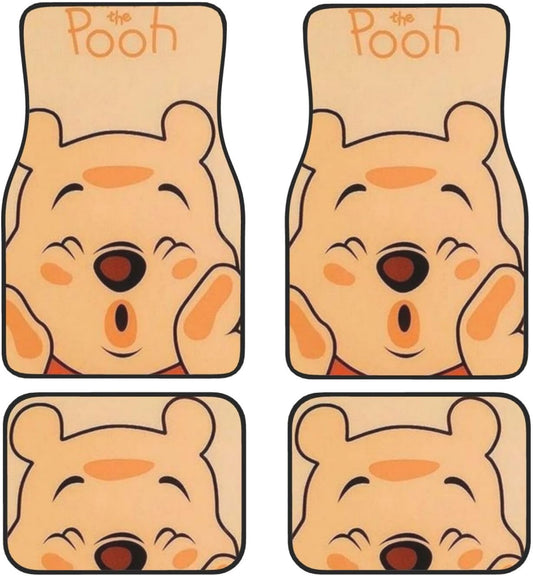 WTP Car Mats The Pooh Funny Face Graphic Car Floor Mats Yellow