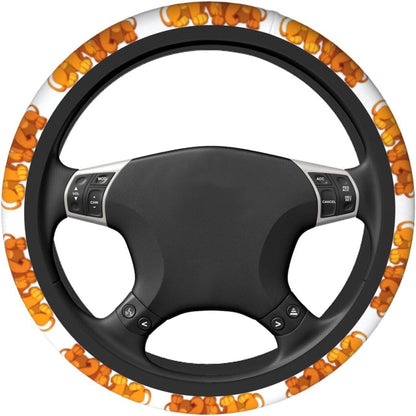 LK Steering Wheel Cover Lion Cub Simba and Nala Driving Wheel Cover White Yellow