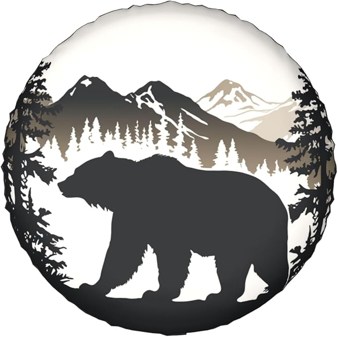 Bear Spare Tire Cover Bear Silhouette And Mountain Tire Covers Black White