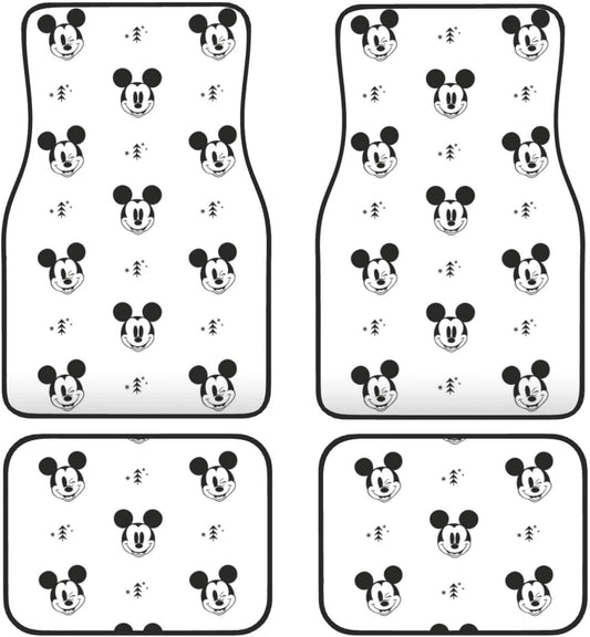 MM Car Mats DN MM Blinking Eyes Head Pattern Car Floor Mats Black White