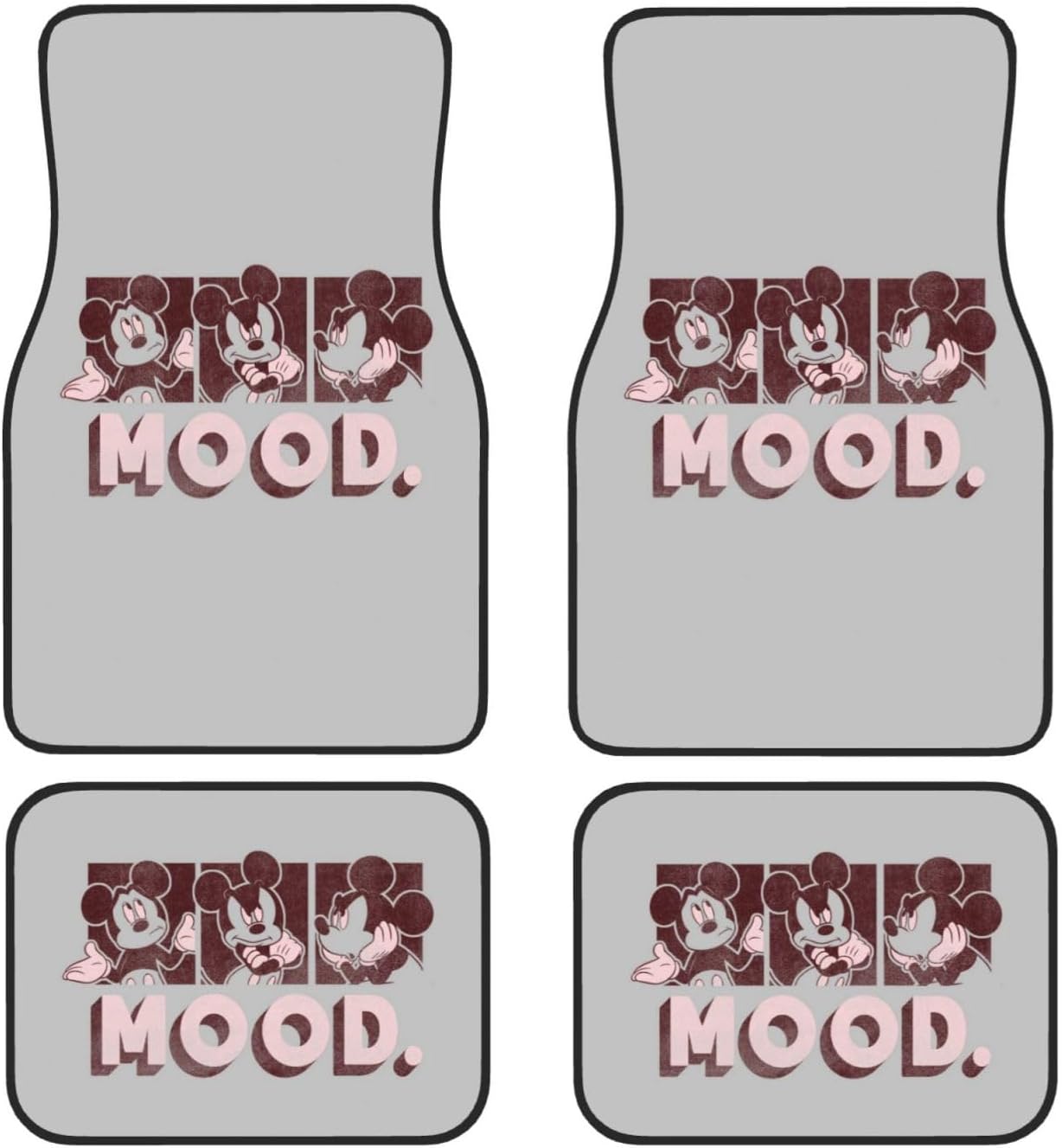 MM Car Mats DN MM Mood Emotions Graphic Car Floor Mats Pink Gray