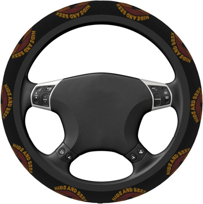 Bigfoot Steering Wheel Cover Vintage Bigfoot Hide And Seek Driving Wheel Cover Black Orange