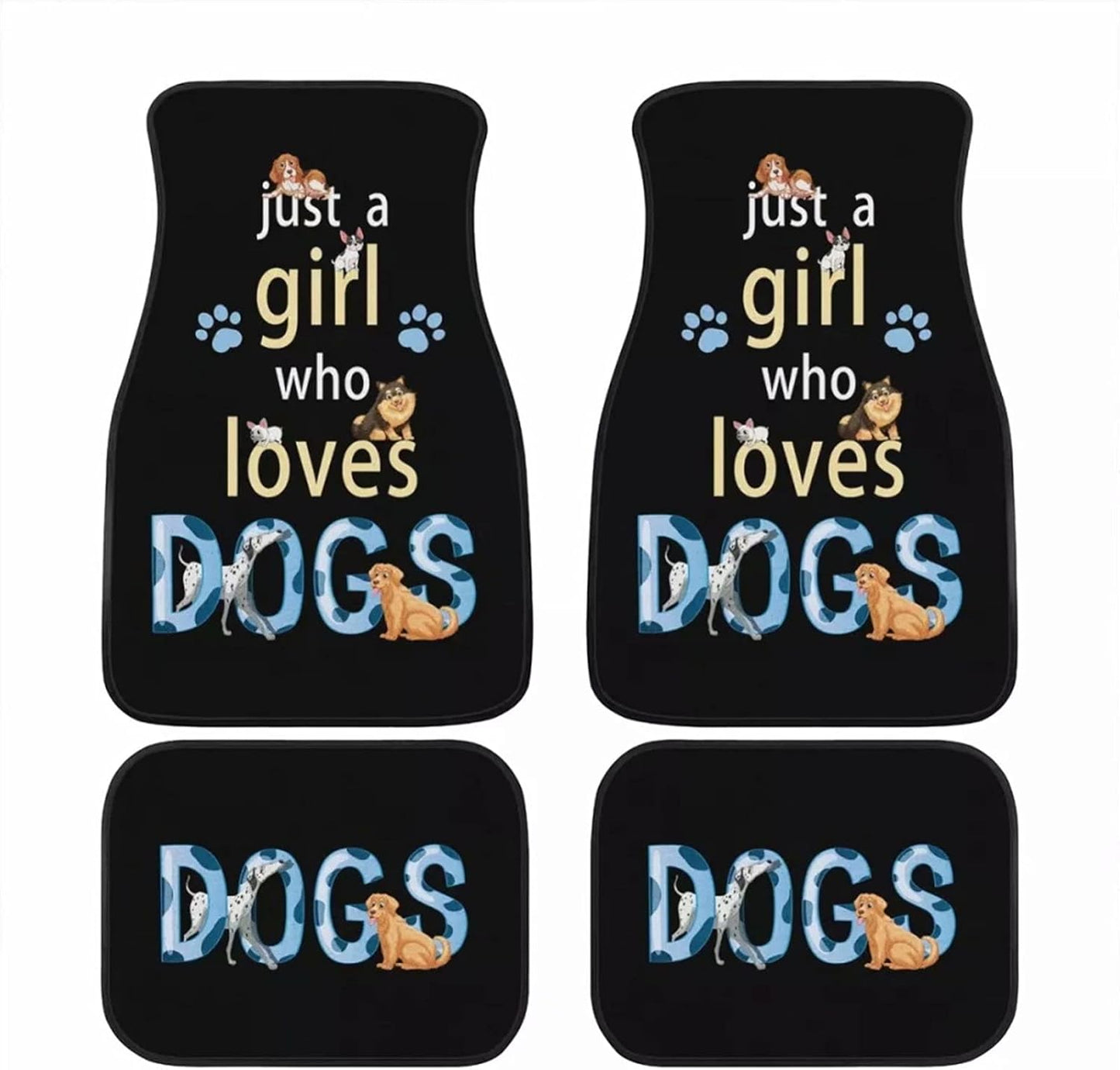 Dog Car Floor Mats Just A Girl Who Loves Dogs Pawprints Pattern Car Mats