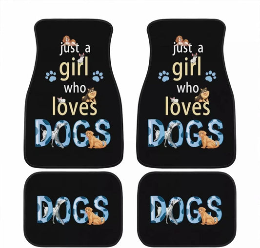 Dog Car Floor Mats Just A Girl Who Loves Dogs Pawprints Pattern Car Mats