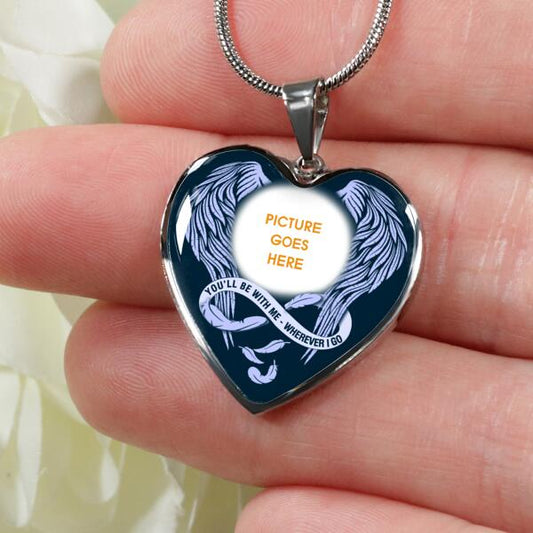 Personalized Memorial Heart Necklace You Be With Me Wherever I Go For Mom Dad Grandma Daughter Son  Custom Memorial Gift M427