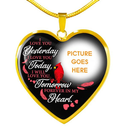 Personalized Memorial Heart Necklace I Love You Yesterday For Mom Dad Grandma Daughter Son  Custom Memorial Gift M402