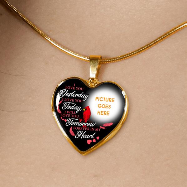 Personalized Memorial Heart Necklace I Love You Yesterday For Mom Dad Grandma Daughter Son  Custom Memorial Gift M402