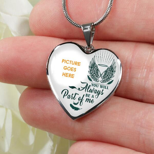 Personalized Memorial Heart Necklace You Will Always Be A Part Of Me  For Mom Dad Grandma Daughter Son Custom Memorial Gift M445