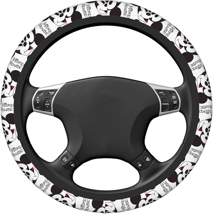 MM Steering Wheel Cover DN MM Face And Name Pattern Driving Wheel Cover White