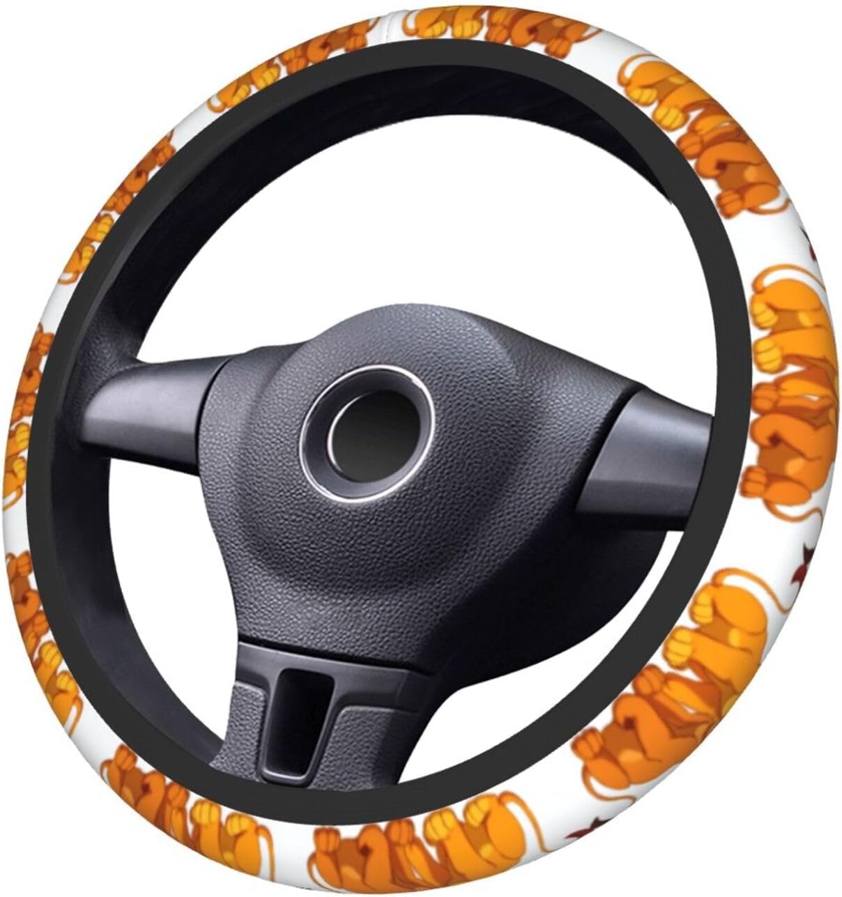 LK Steering Wheel Cover Lion Cub Simba and Nala Driving Wheel Cover White Yellow