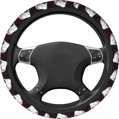 Joker Steering Wheel Cover Joker Villain Face Pattern Driving Wheel Cover Black White