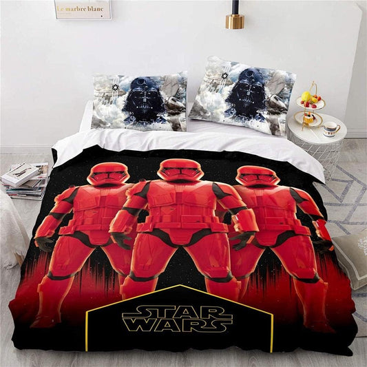 SW Bedding Set SW Red Troopers Dath Vader Graphic Duvet Covers Black Red Unique Gift