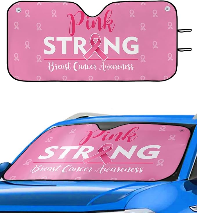 Breast Cancer Car Sun Shade Pink Strong Breast Cancer Awareness Winshield Sun Shade Pink