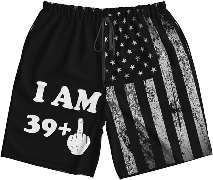 Funny Shorts Funny I Am 39 Plus 1 Beach Shorts Black