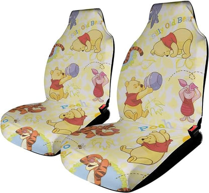 WTP Car Seat Covers Pooh Piglet Tigger Graphic Pattern Seat Covers Yellow