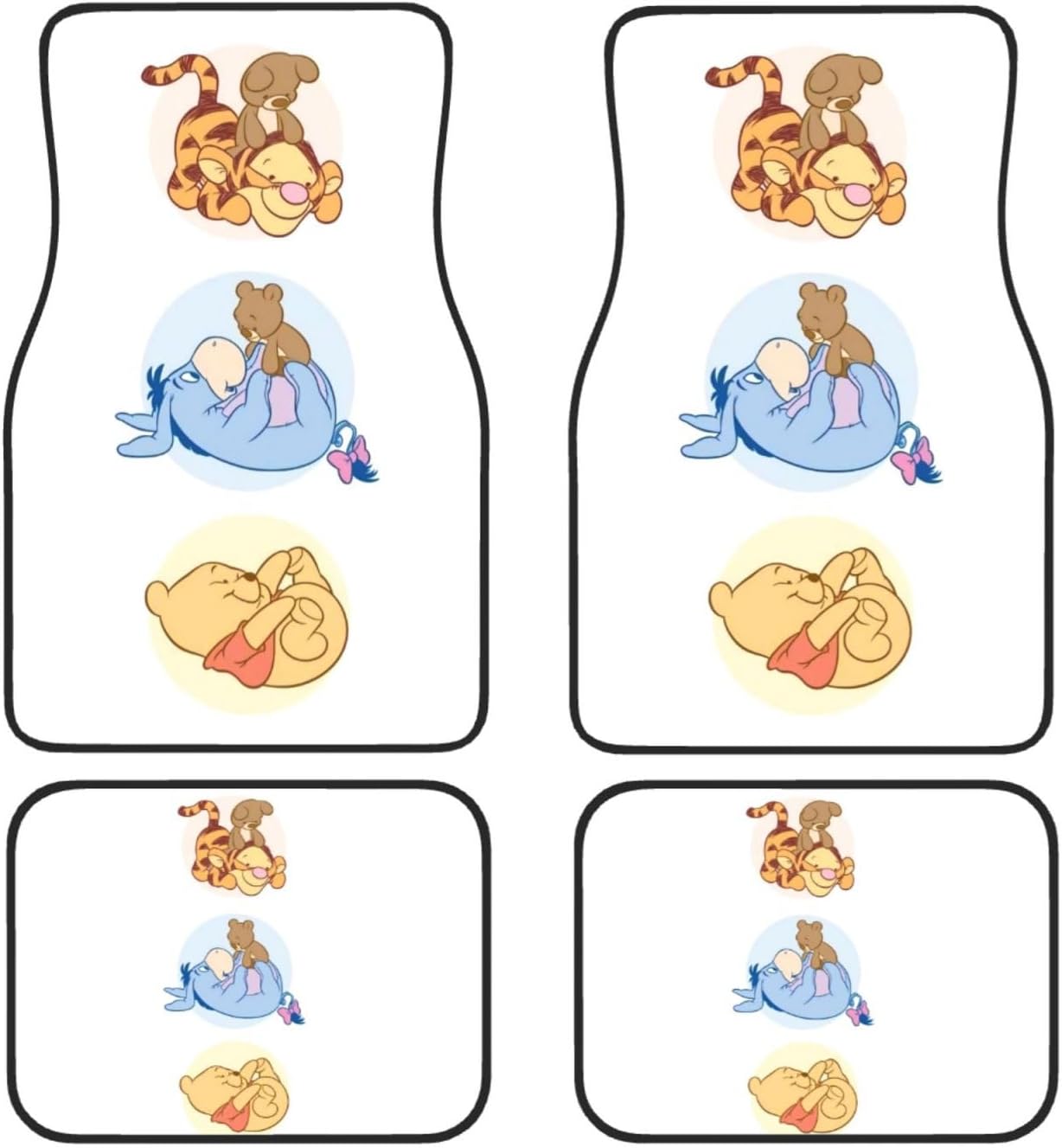 WTP Car Mats Chibi Pooh And Friends Lying Car Floor Mats Colorful