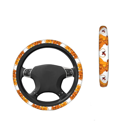 LK Steering Wheel Cover Lion Cub Simba and Nala Driving Wheel Cover White Yellow