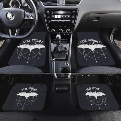 Halloween Car Mats Halloween Stay Spooky Bat Pattern Car Floor Mats Black White