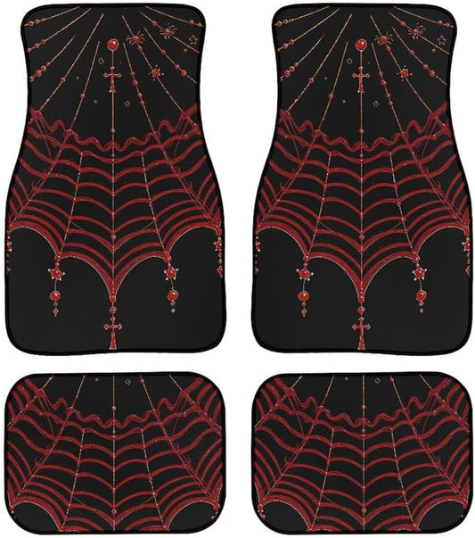 Halloween Car Mats Halloween Bloody Gems Spider Web Car Floor Mats Black Red