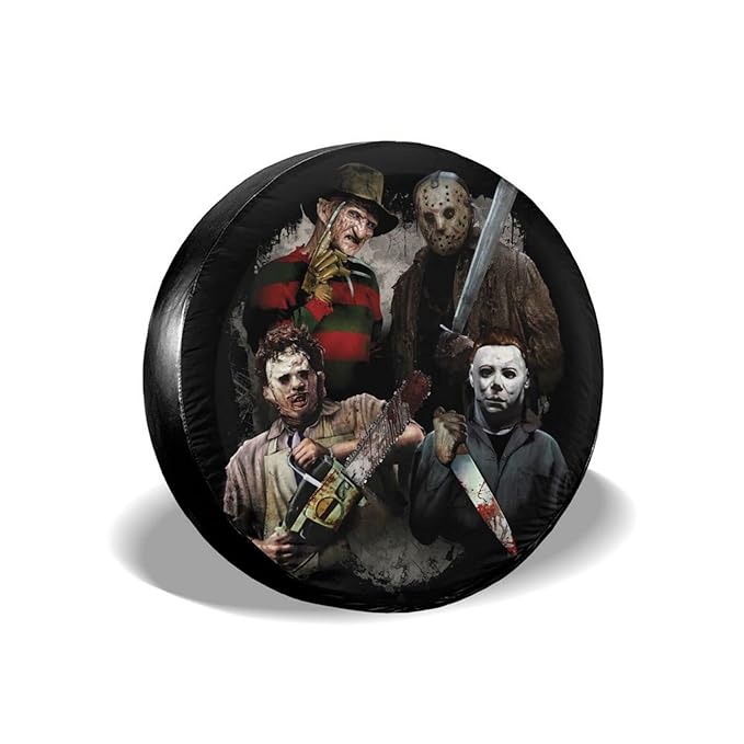 Horror Spare Tire Cover Famous Horror Characters Graphic Tire Covers Black