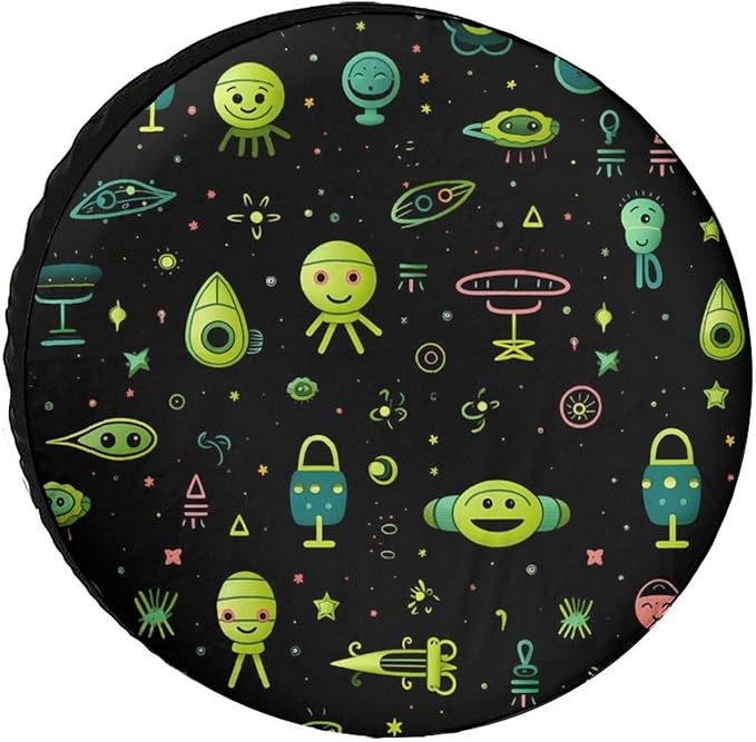 Alien Spare Tire Cover All Types Of Weird Alien UFO Pattern Tire Covers Black Green