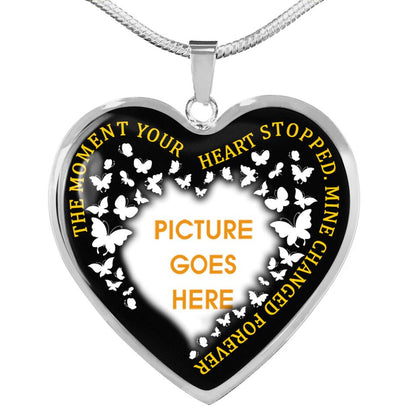 Personalized Memorial Heart Necklace Your Heart Stopped  For Mom Dad Grandma Daughter Son Custom Memorial Gift M511
