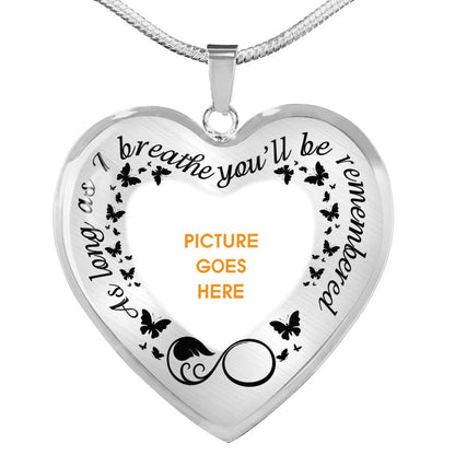Personalized Memorial Heart Necklace As Long As I Breathe For Mom Dad Grandma Daughter Son Custom Memorial Gift M565