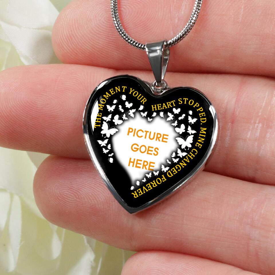Personalized Memorial Heart Necklace Your Heart Stopped  For Mom Dad Grandma Daughter Son Custom Memorial Gift M511