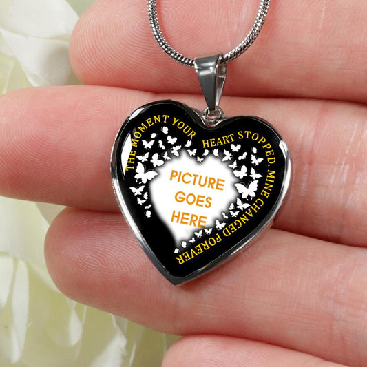 Personalized Memorial Heart Necklace Your Heart Stopped  For Mom Dad Grandma Daughter Son Custom Memorial Gift M511