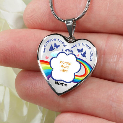 Personalized Pet Memorial Heart Necklace I Wish The Rainbow Bridge Custom Memorial Dog Gift M617