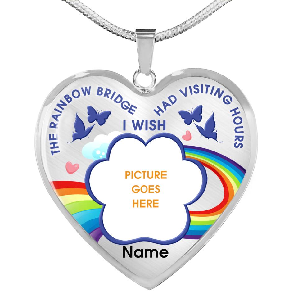 Personalized Pet Memorial Heart Necklace I Wish The Rainbow Bridge Custom Memorial Dog Gift M617